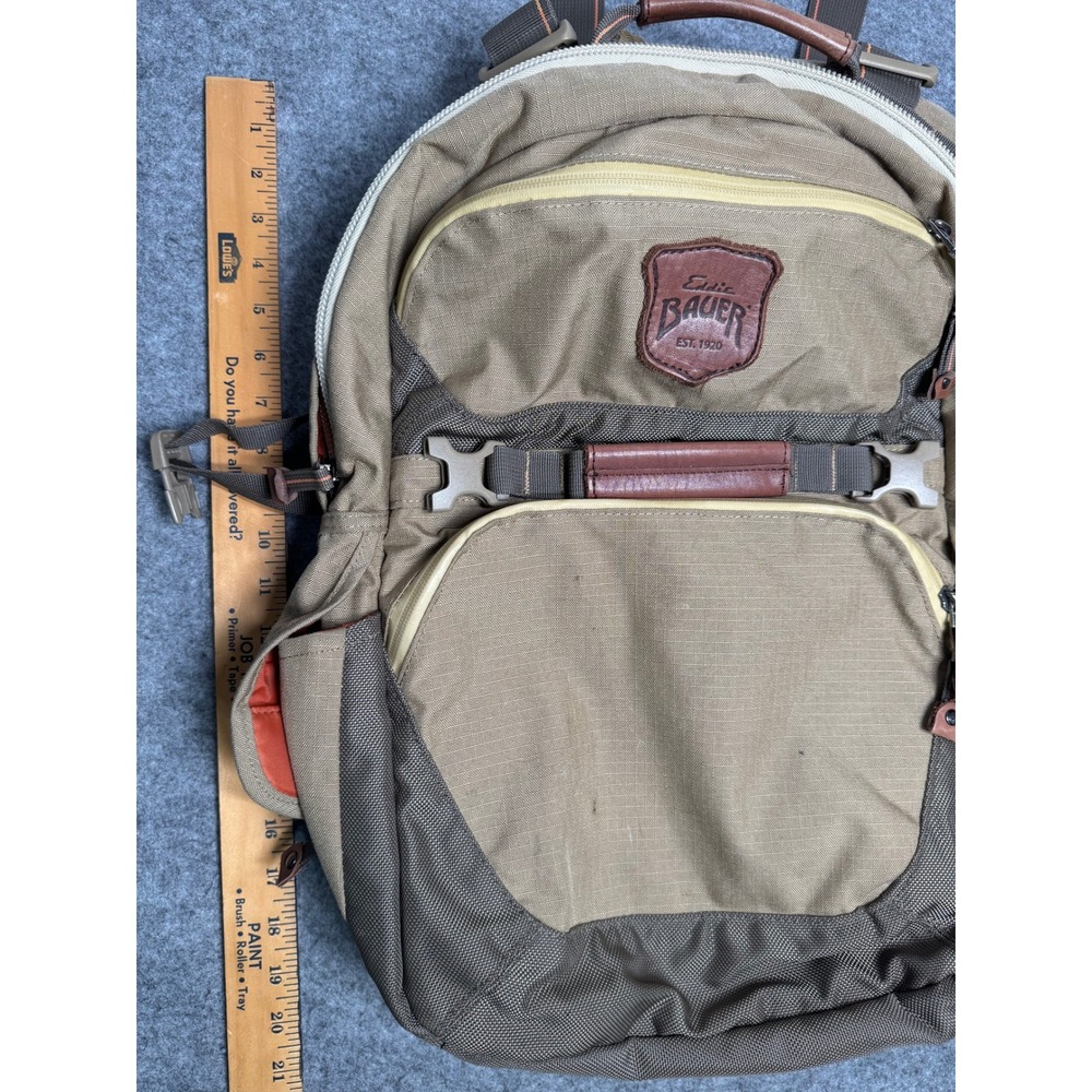 Eddie Bauer Adventurer All-Around Backpack Leather & Nylon Leather Accents - Picture 8 of 9